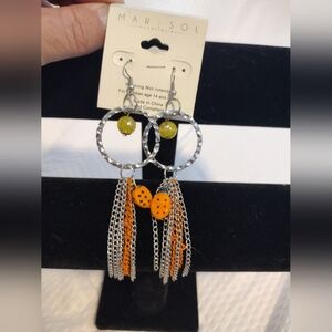 Mar Sol Accessories Silver and Orange Dangle Earrings
